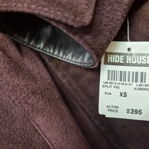 VTG Hide House Collection Eggplant Suede Parka Coat XS (Fits M) Canada NWT Y2K - Picture 8 of 14